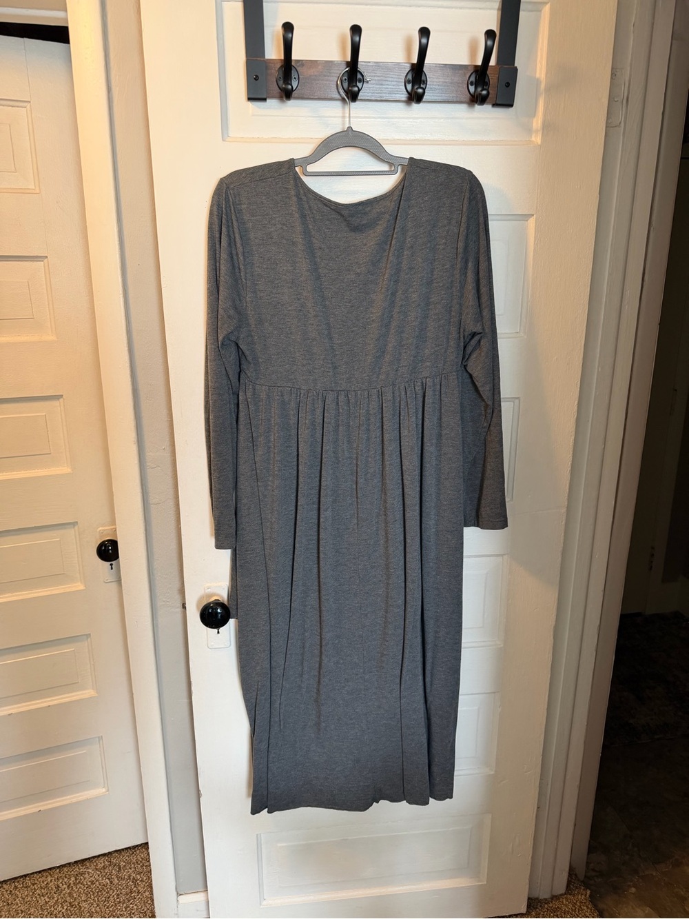 Classic Grey Long-Sleeve Women’s Dress